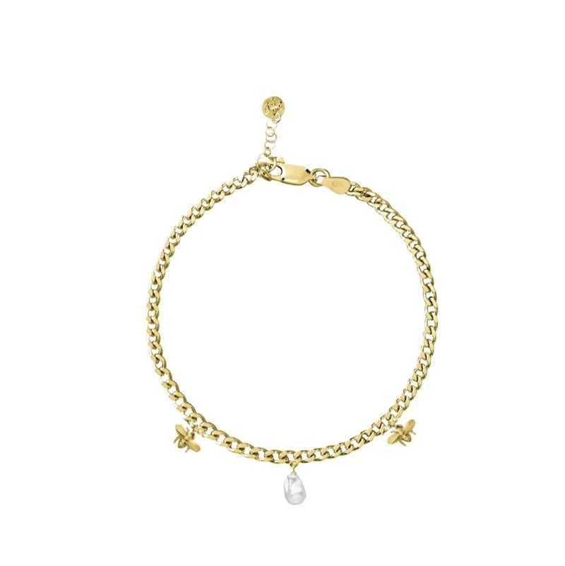 Queen Bee Gold Plated Necklace w. Pearl
