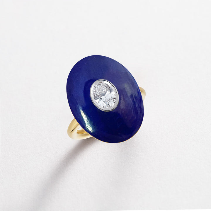 Diamant & Lapis Pebble 18K Guld Ring