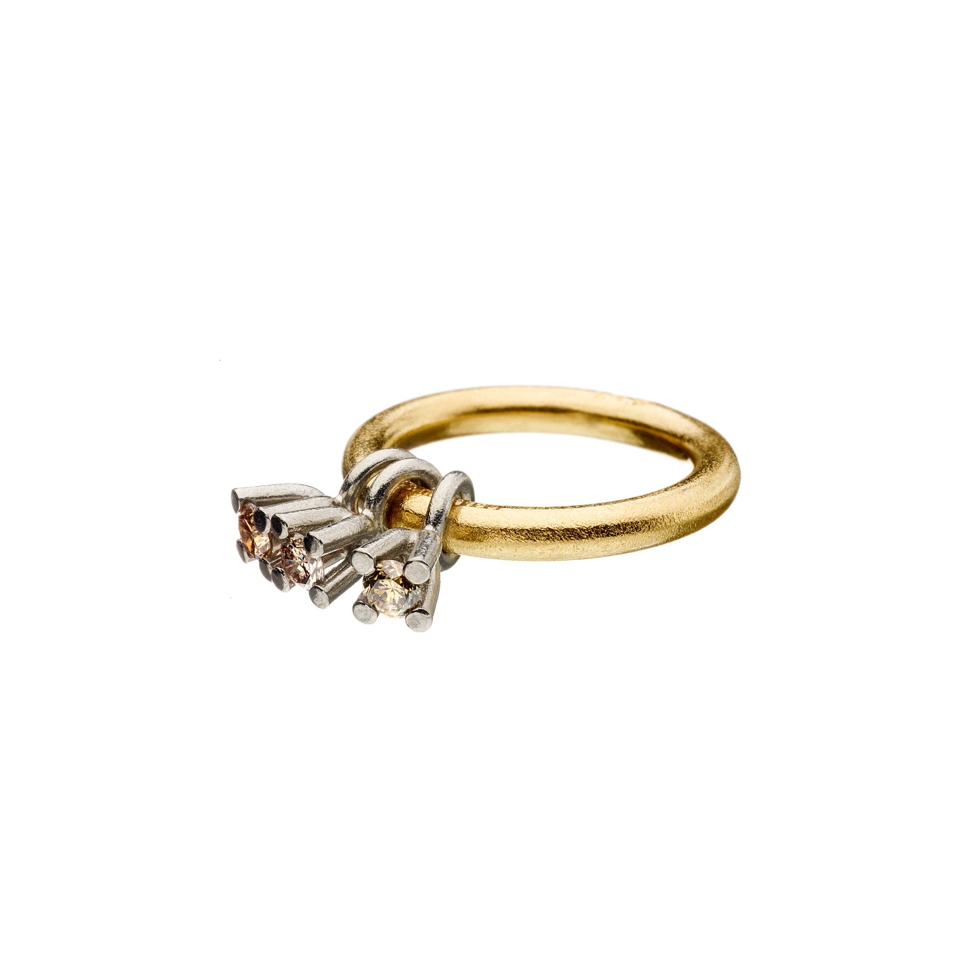 Belle 0,60ct kaffe 18k Guld & Hvidguld Ring m. Diamant