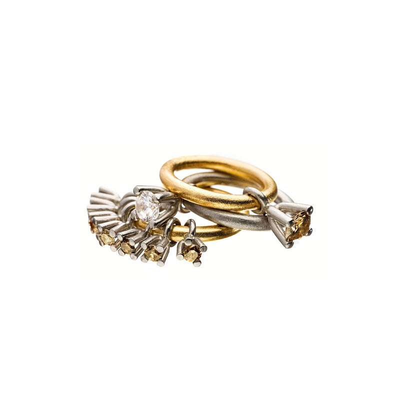 Belle 1.40ct Coffee 18K Gold & Whitegold Ring w. Diamond
