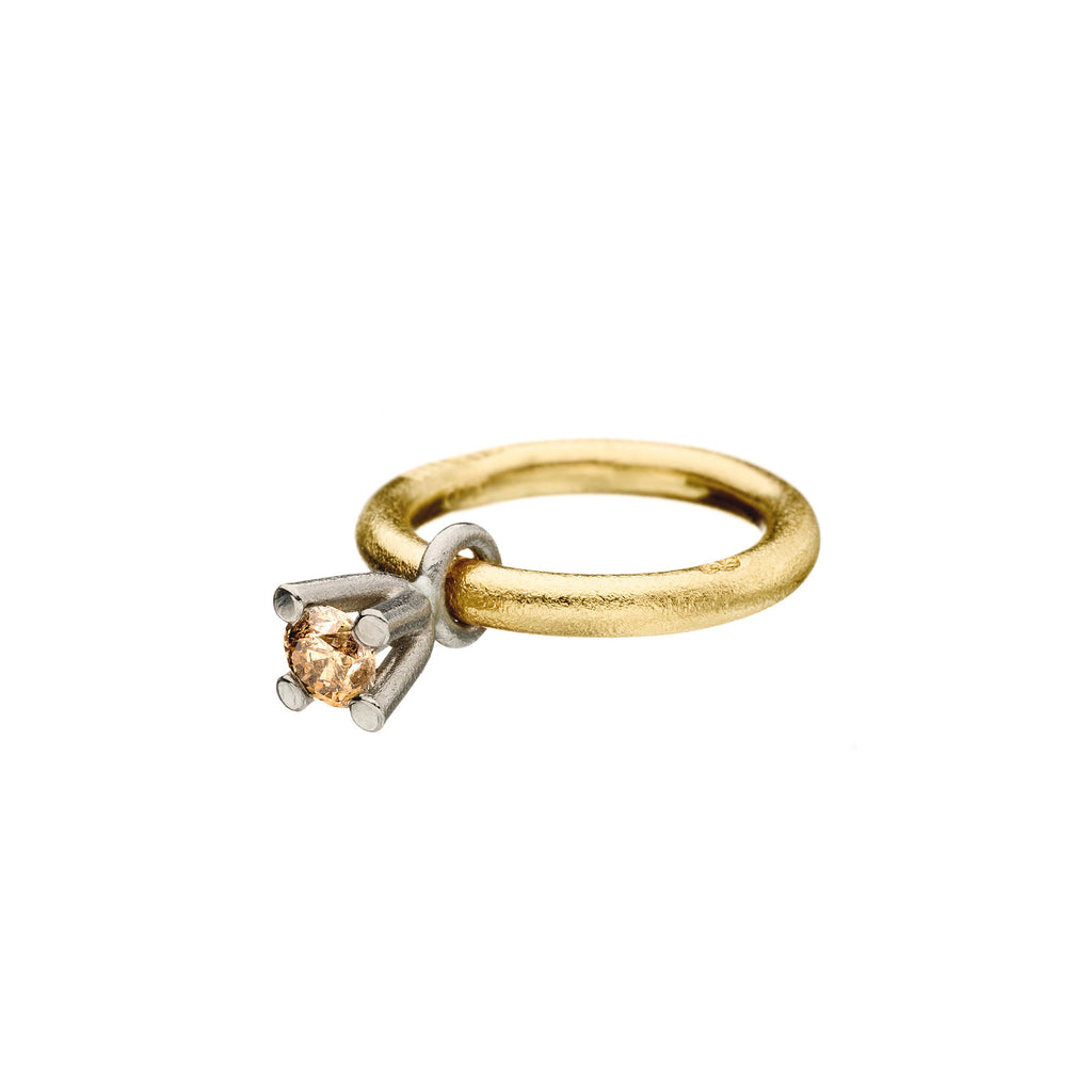 Belle 0.50ct Coffee 18K Gold & Whitegold Ring w. Diamond