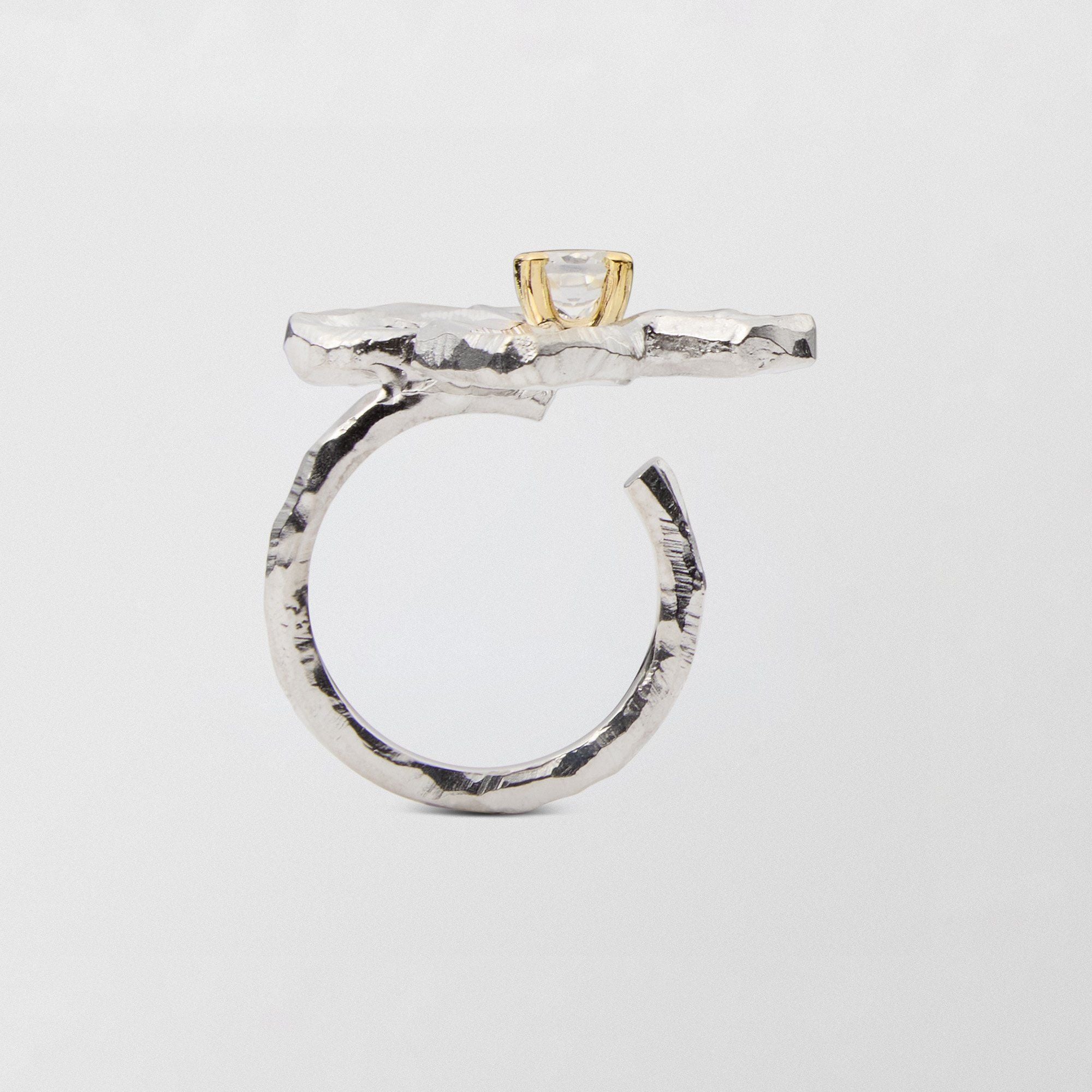 Swedish Summer 18K Gold & Silver Ring w. Rock Crystal
