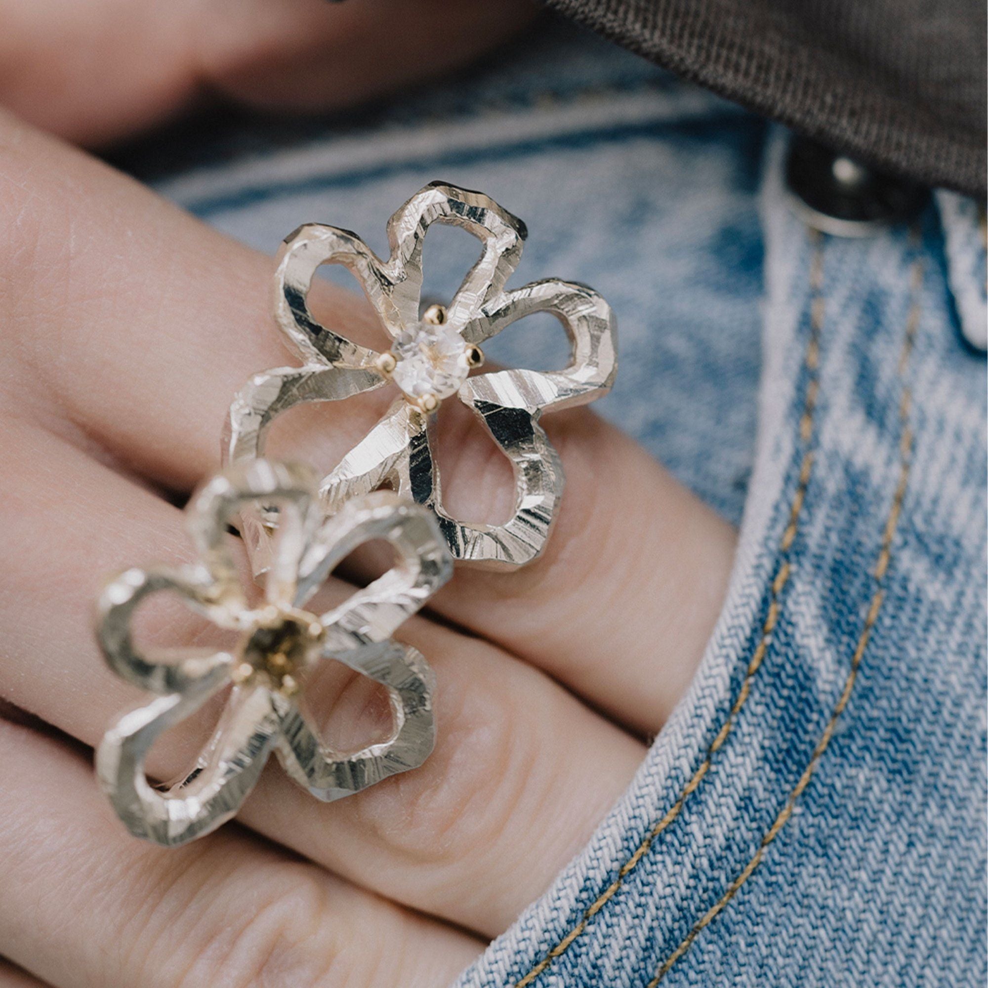 Swedish Summer 18K Gold & Silver Ring w. Rock Crystal