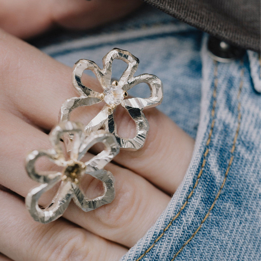 Swedish Summer 18K Gold & Silver Ring w. Rock Crystal