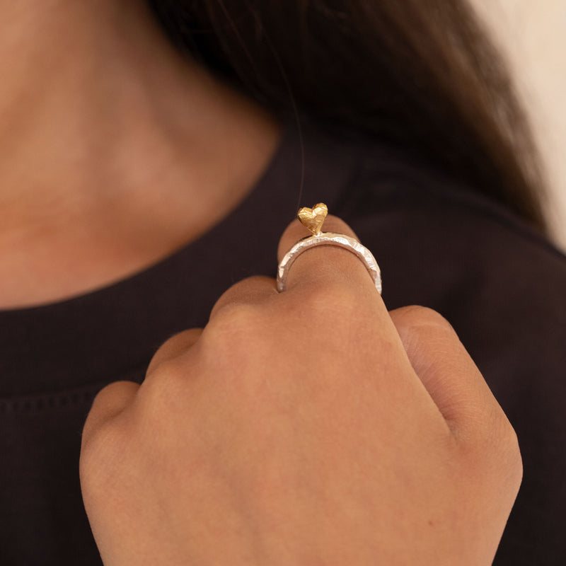 Ringo Heart 18K Gold & Silver Ring