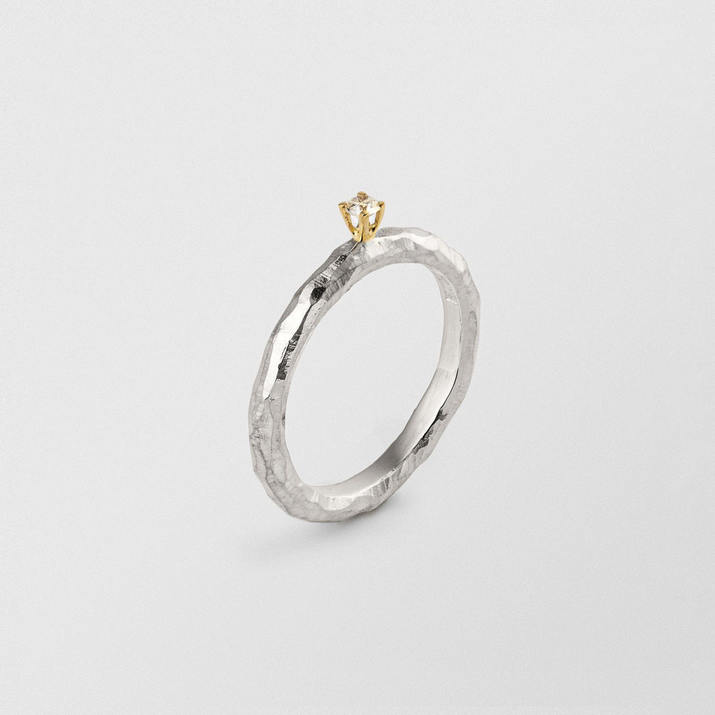 Ringo 18K Guld & Sølv Ring m. Hvid Diamant