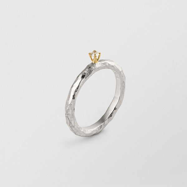 Ringo 18K Guld & Sølv Ring m. Hvid Diamant