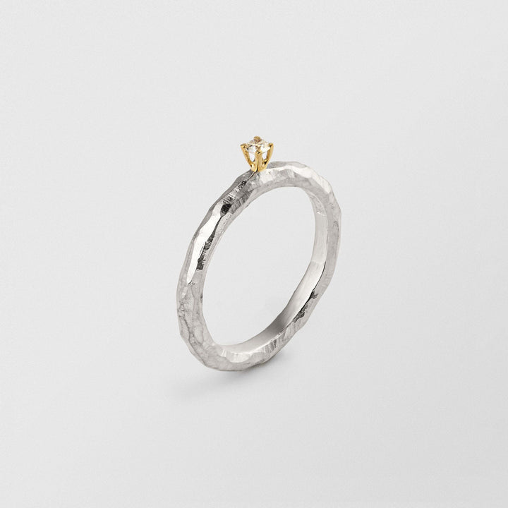 Ringo 18K Guld & Sølv Ring m. Hvid Diamant