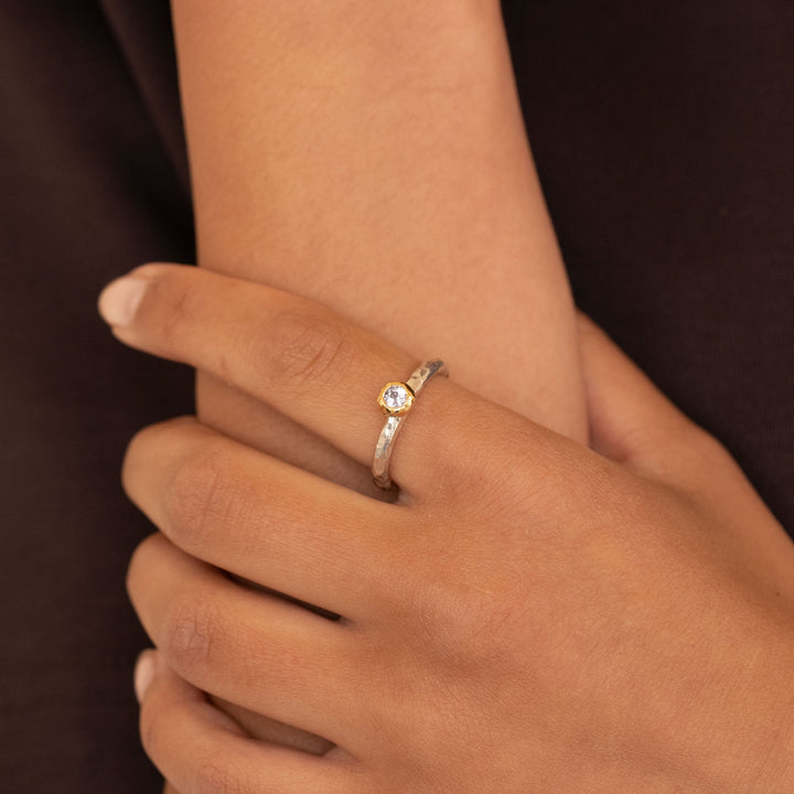 Ringo Kula 18K Gold & Silver Ring w. Diamond