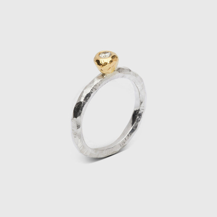 Ringo Kula 18K Gold & Silver Ring w. Diamond