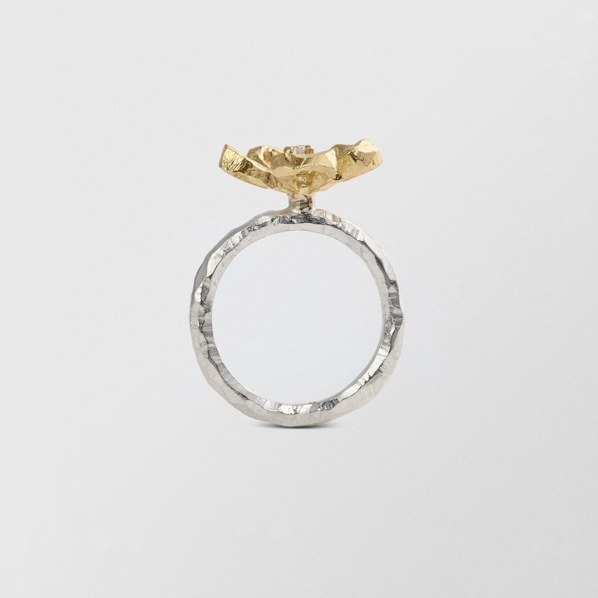 Ringo Flower 18K Gold & Silver Ring w. Diamond