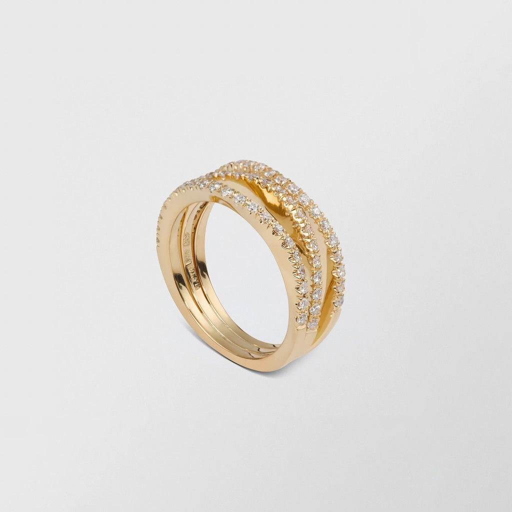 Waves 18K Gold Ring w. 0.63ct Diamond