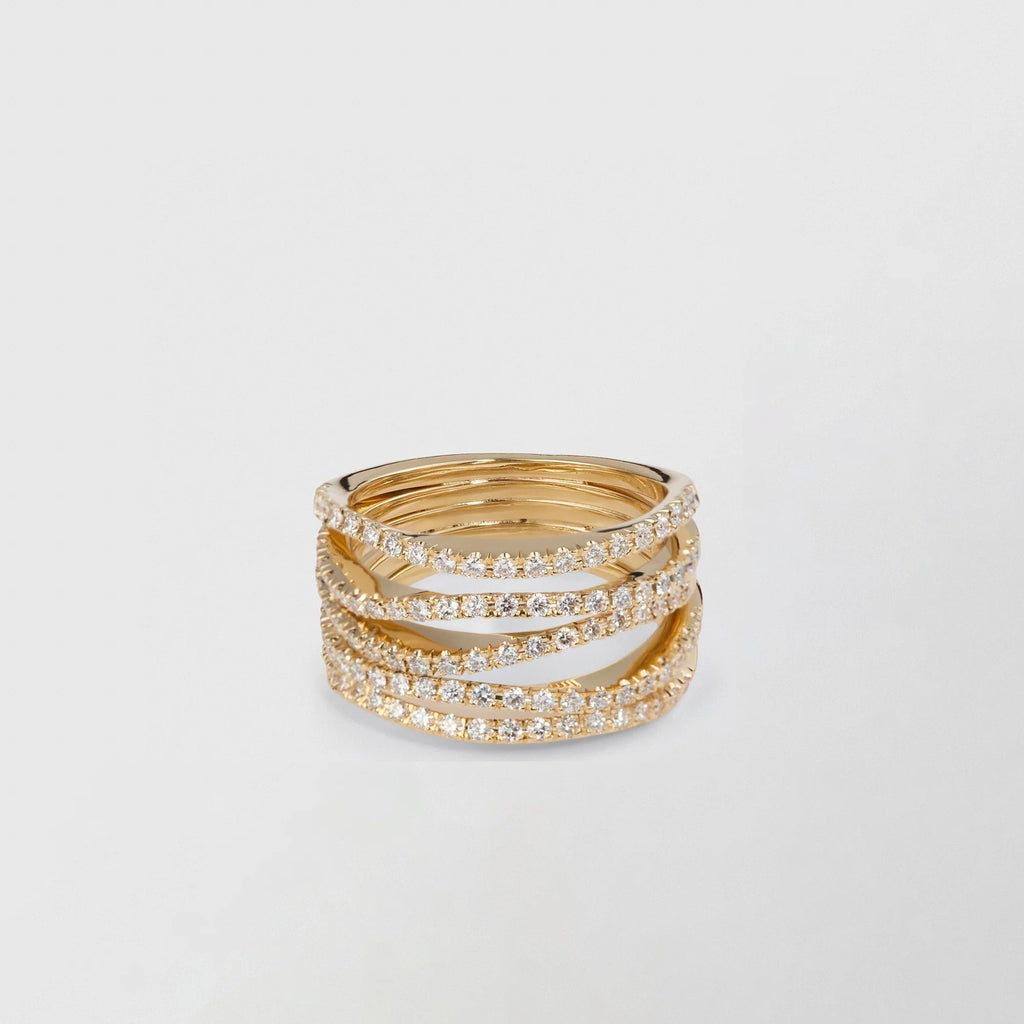 Waves Ocean 18K Gold Ring w. 1.05ct Diamond