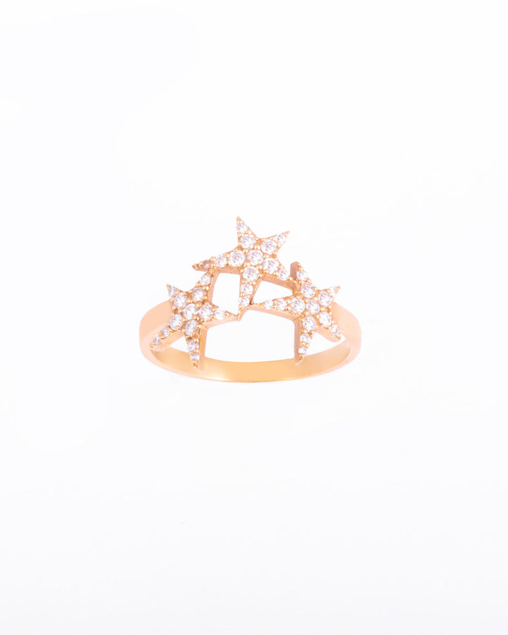 3 Stars 18K Gold, Whitegold or Rosegold Ring w. Diamonds