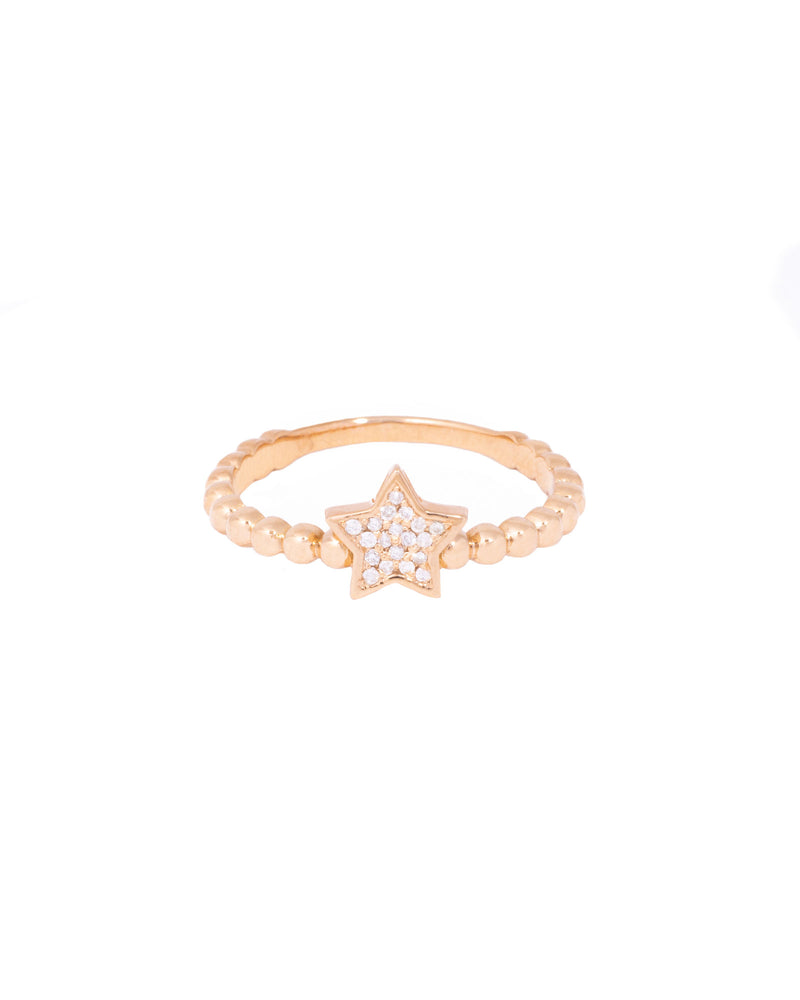 Star Bubble 18K Gold, Whitegold or Rosegold Ring w. Diamonds