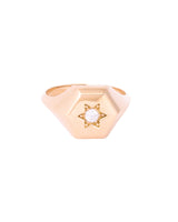 Stjerne Signet 18K Guld, Hvidguld eller Rosaguld Ring m. Diamanter