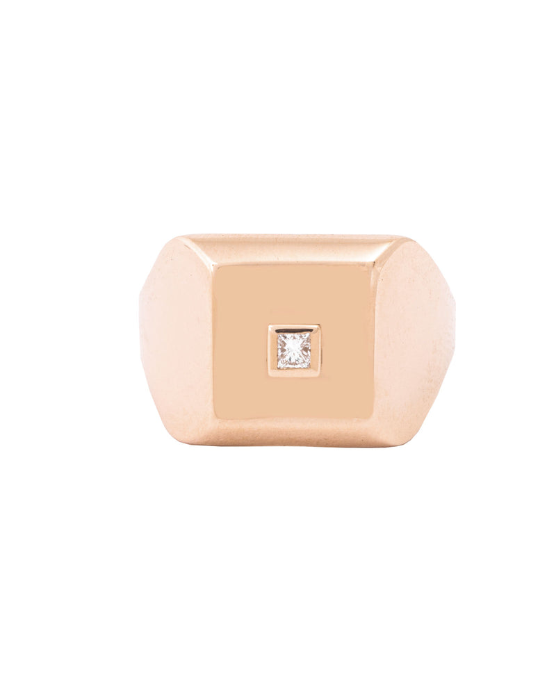 Square 18K Gold, Whitegold or Rosegold Ring w. Diamonds