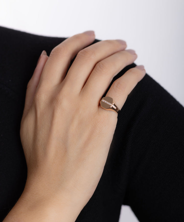 Linie 18K Gold, Whitegold oder Rosengold Ring w. Diamanten