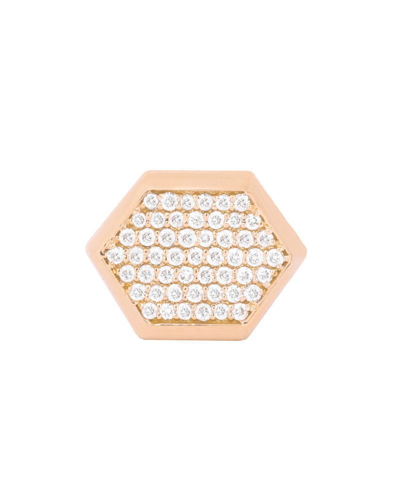 Hexagon 18K Guld, Hvidguld eller Rosaguld Ring m. Diamanter