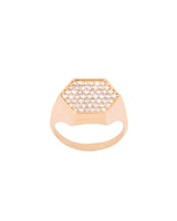 Hexagon 18K Gold, Whitegold or Rosegold Ring w. Diamonds