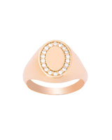 Oval Pinky 18K Guld, Hvidguld eller Rosaguld Ring m. Diamanter