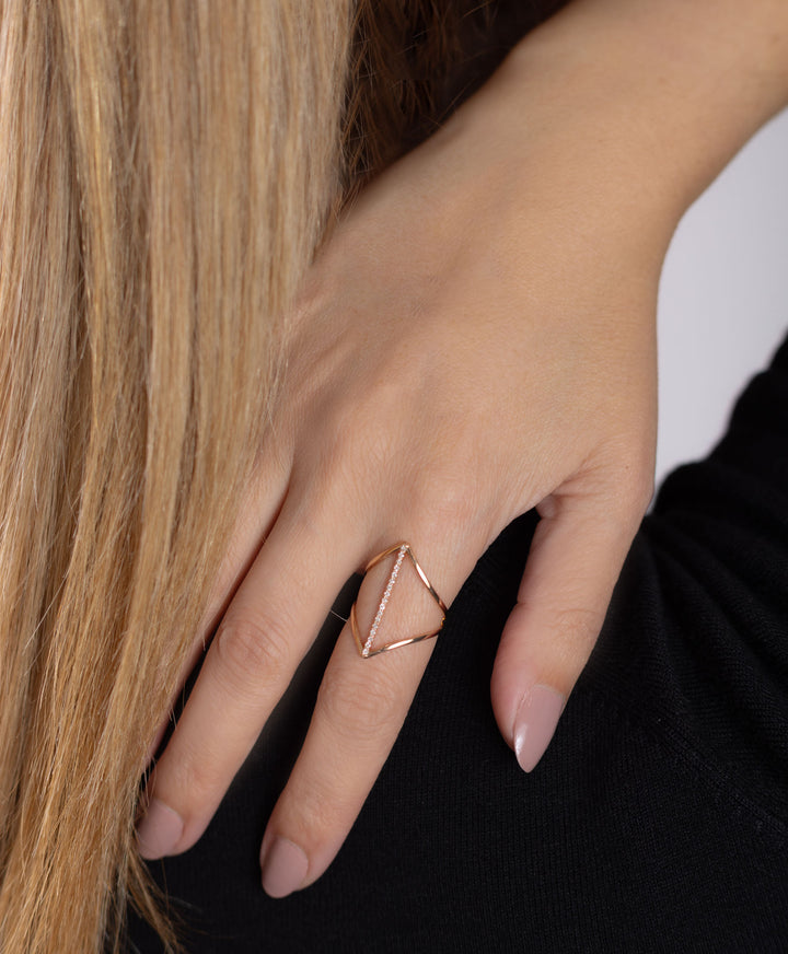 Spiegel offen Open 18K Gold, Whitegold oder Rosengold Ring W. Diamanten