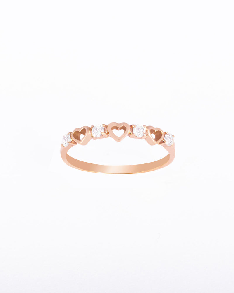 Hearts 18K Gold, Whitegold or Rosegold Ring w. Diamonds