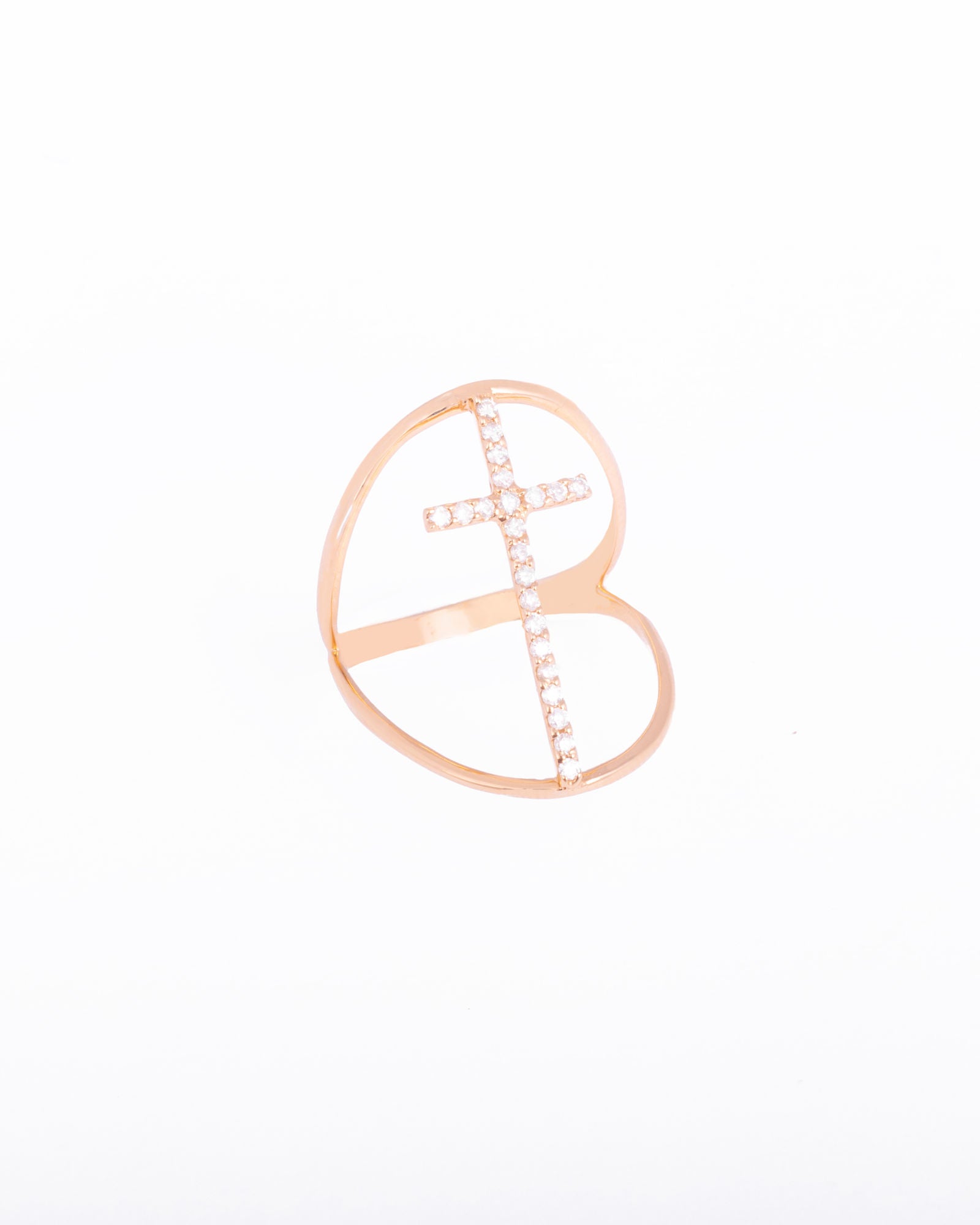 Cross 18K Gold, Whitegold or Rosegold Ring w. Diamonds