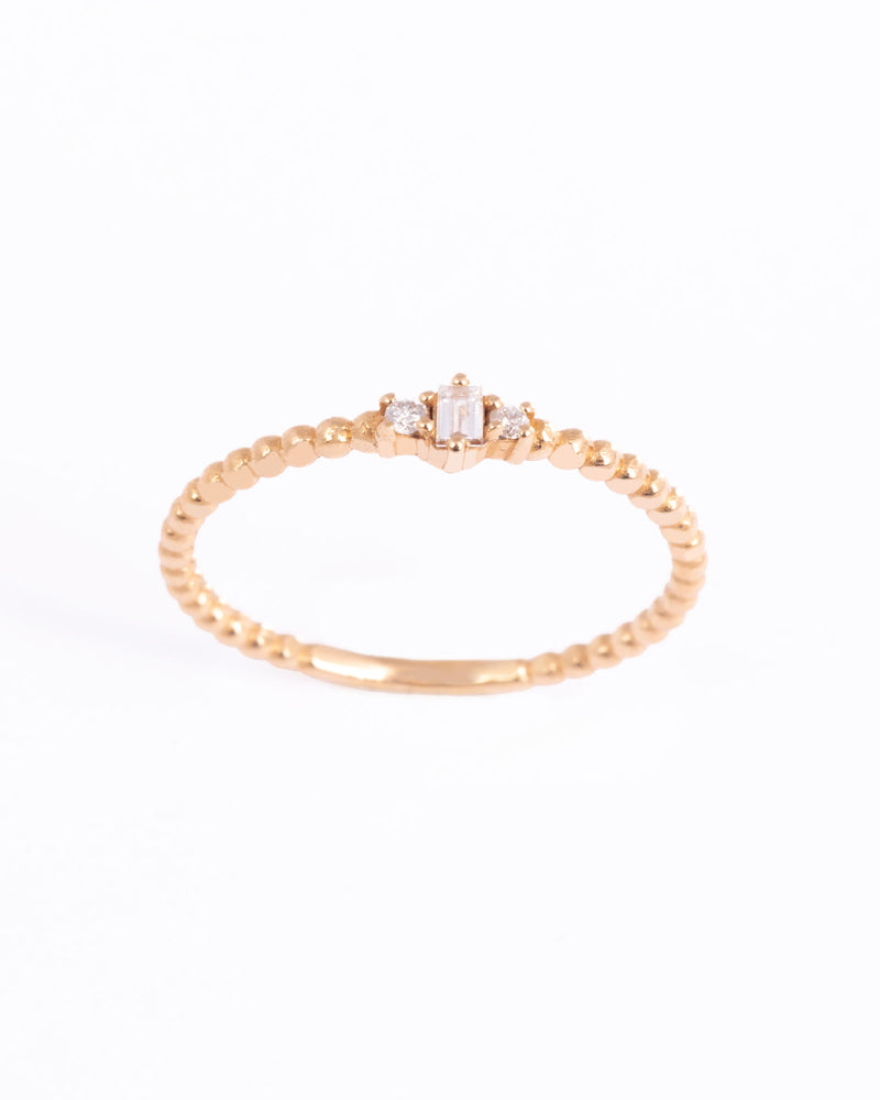 Baguette 18K Gold, Whitegold or Rosegold Ring w. Diamonds