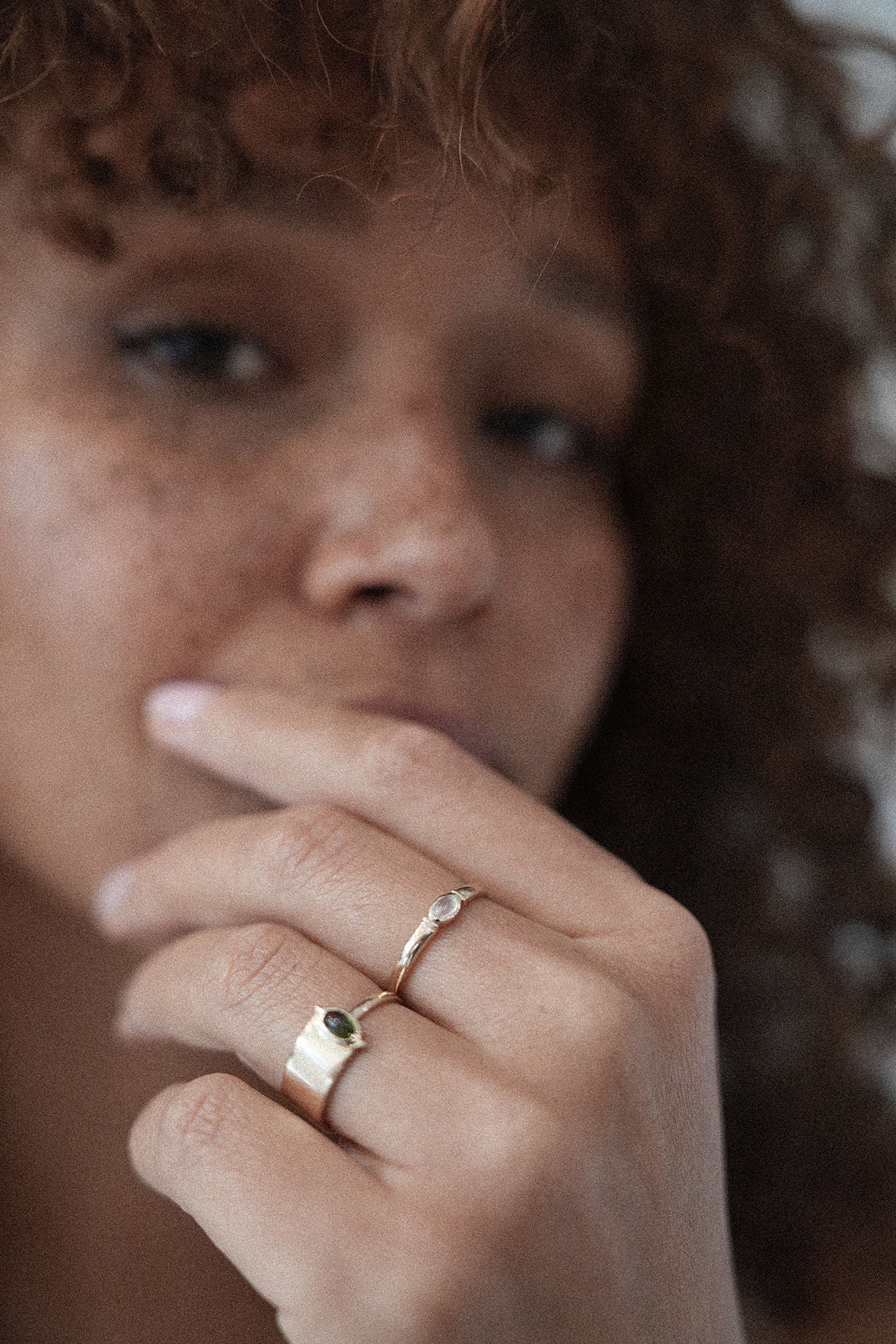 Rondelle 9K Gold Ring w. Moonstone
