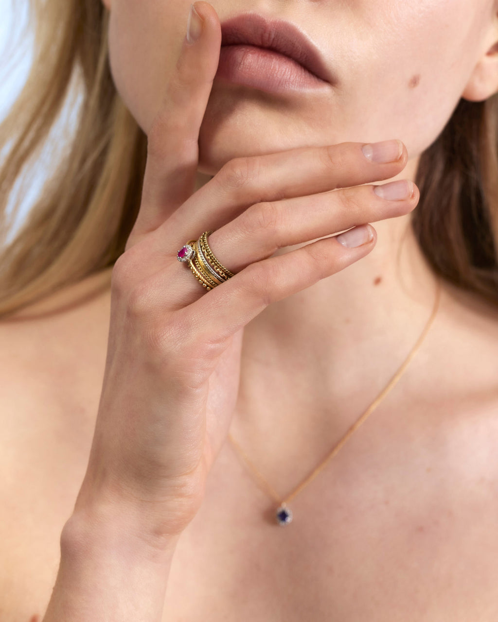 Set of four stacked 'Chapters'  18K Gold Ring