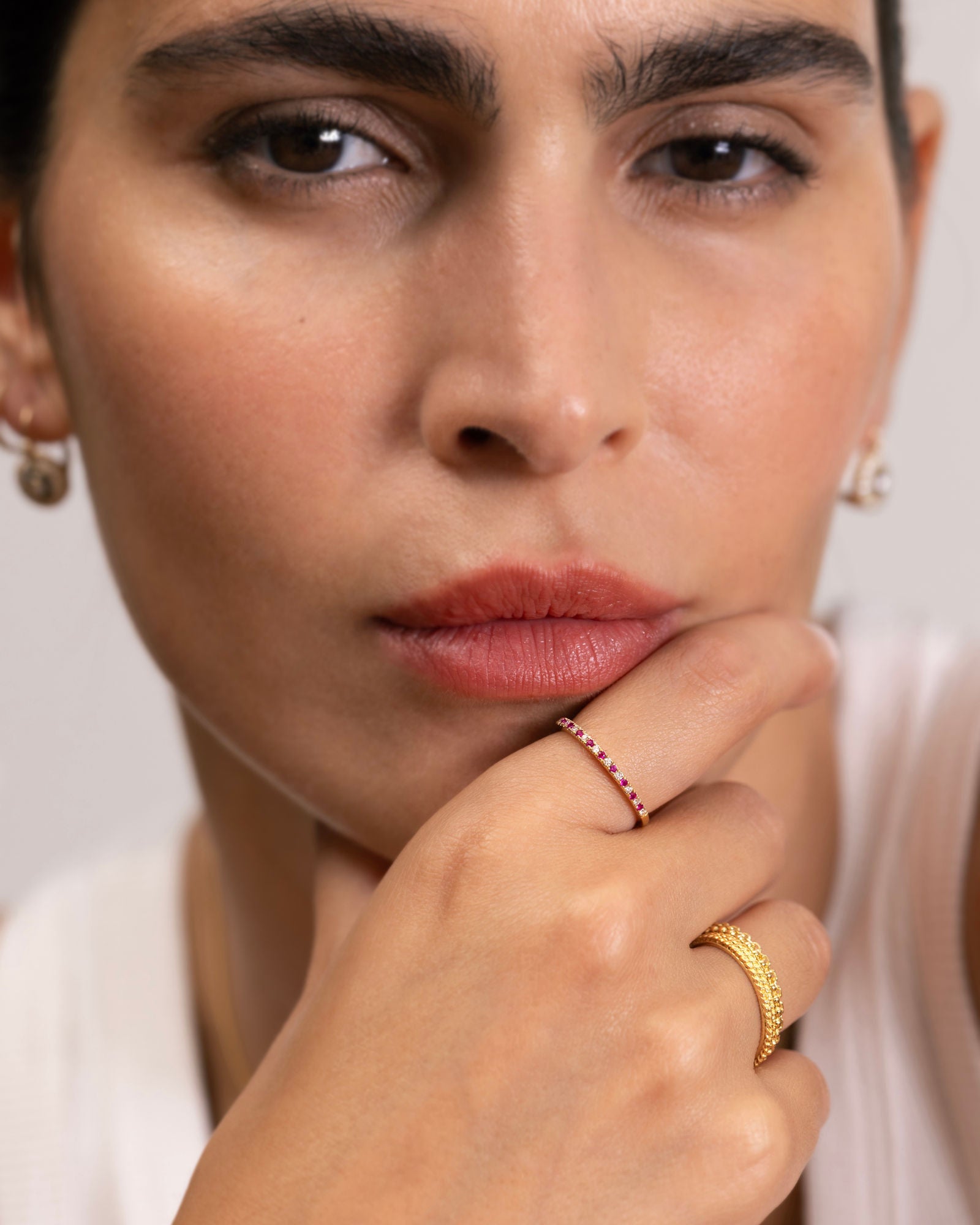 Set of four stacked 'Chapters'  18K Gold Ring