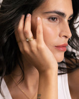 Set of three stacked organic 18K Gold Rings w. Diamonds