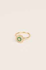 Rosas 18K Guld Ring m. Smaragd & Diamanter