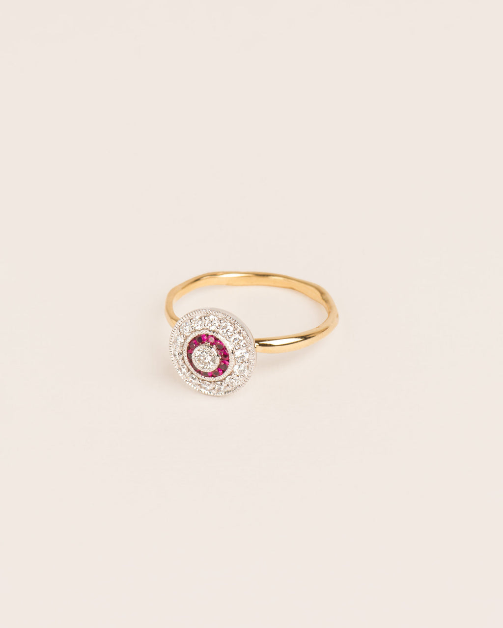 Rosas 18K Gold Ring w. Diamonds & Rubies
