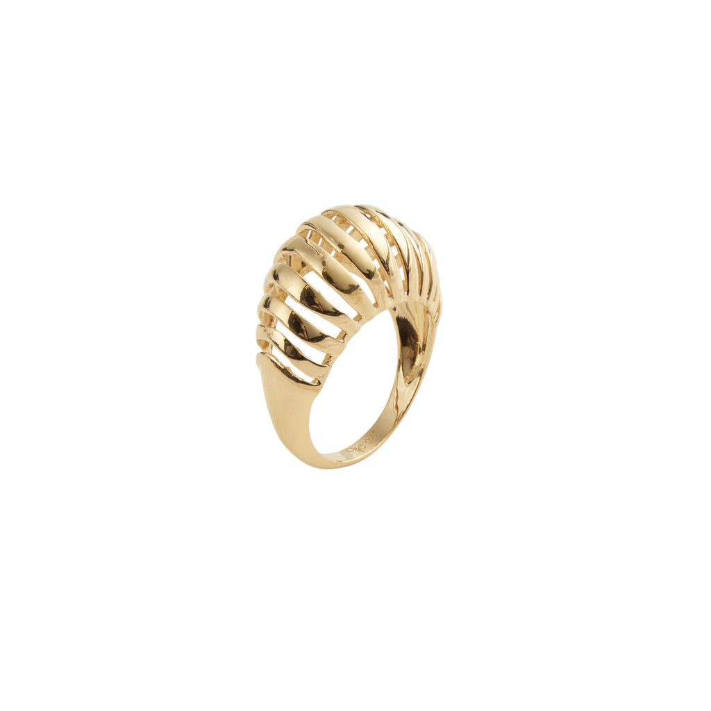 Mini gerippter Leere Gold Vermeil Ring