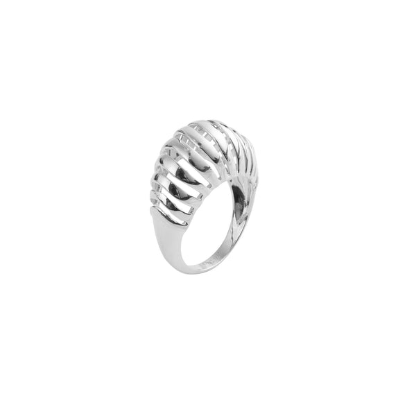 Mini Ribbed VOID Silver Ring