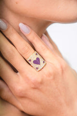 Lovely Âme Giant 18K Gold Ring w. Lab-Grown Diamonds