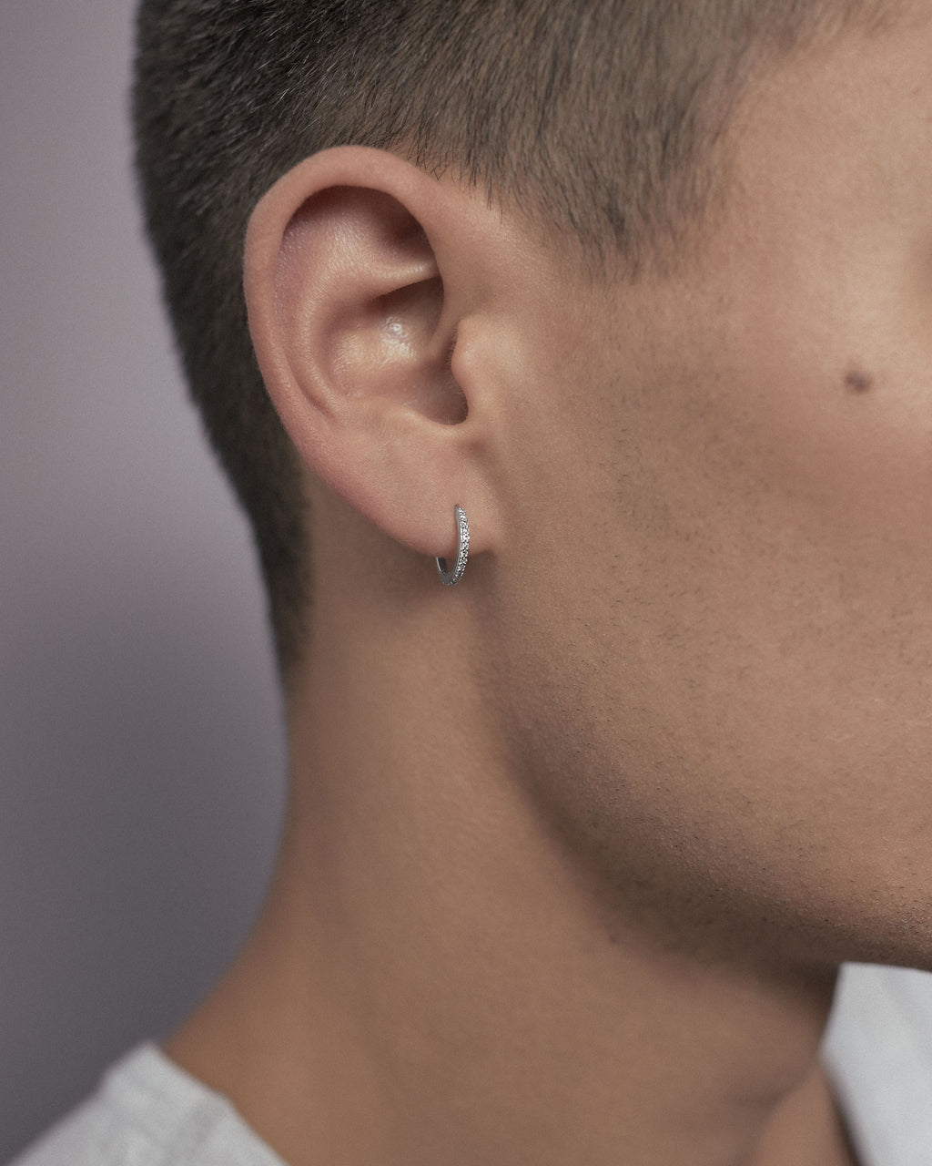 Rainbow 10 14K White Gold Huggie w. Lab-Grown Diamonds