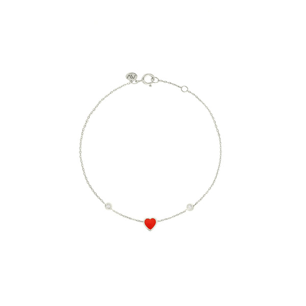 Red Heart 18K Whitegold Bracelet w. Diamonds