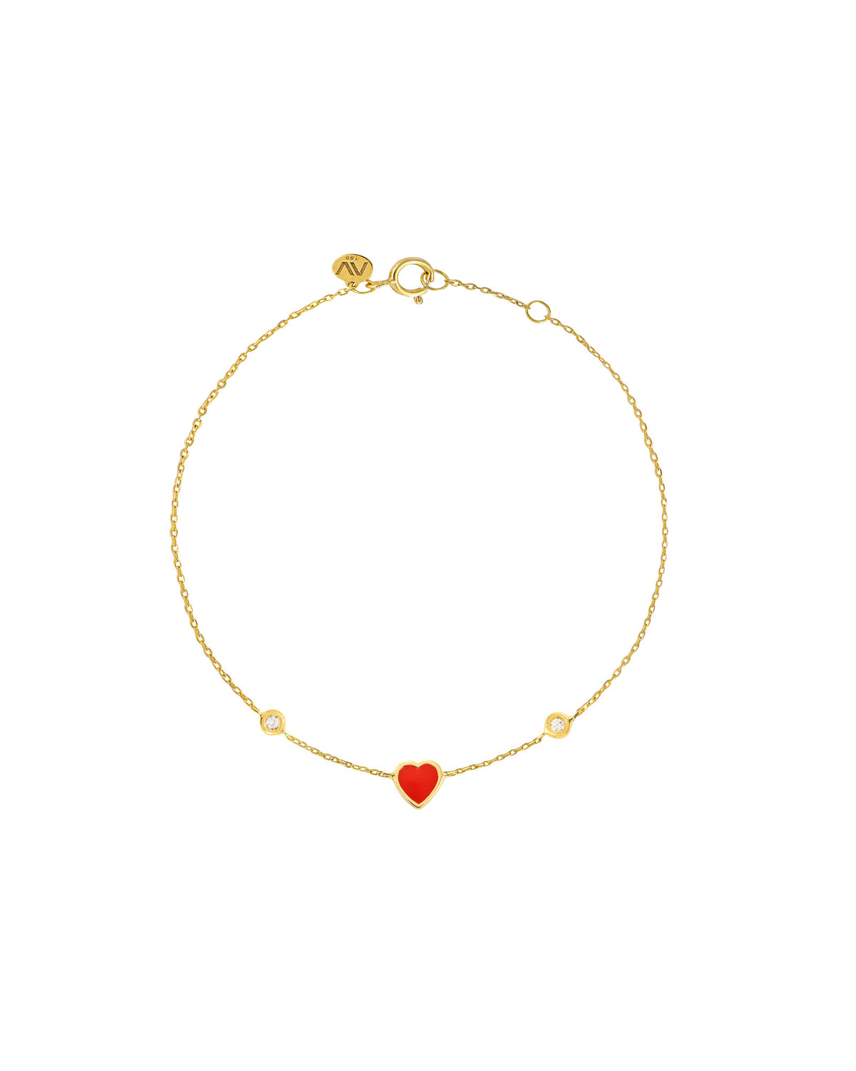 Red Heart 18K Gold Bracelet w. Diamonds