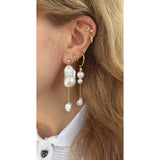 Dion Gold Plated Hoop w. Cubic Zirconia & Pearls
