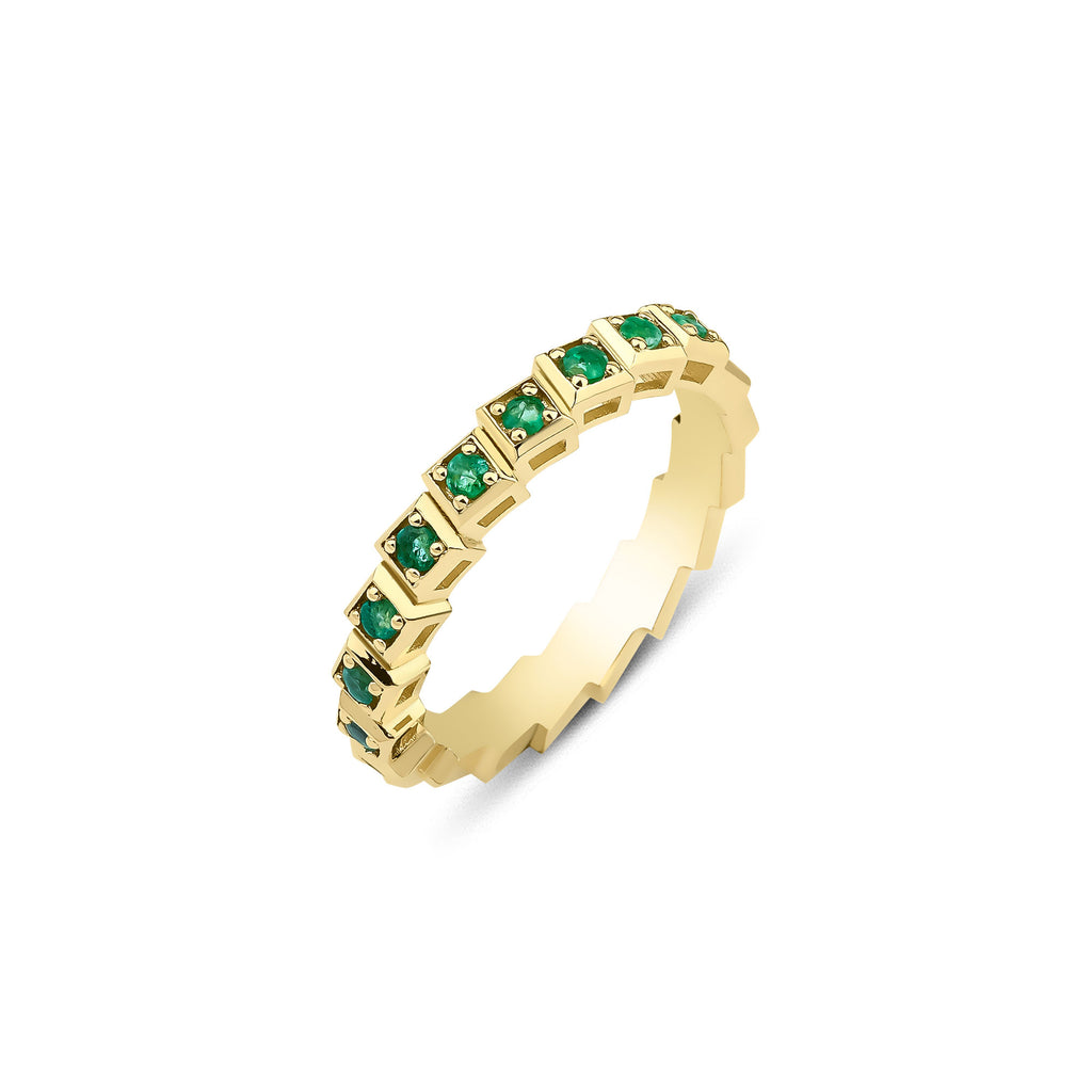 Rhea 18K Gold Ring w. Emeralds