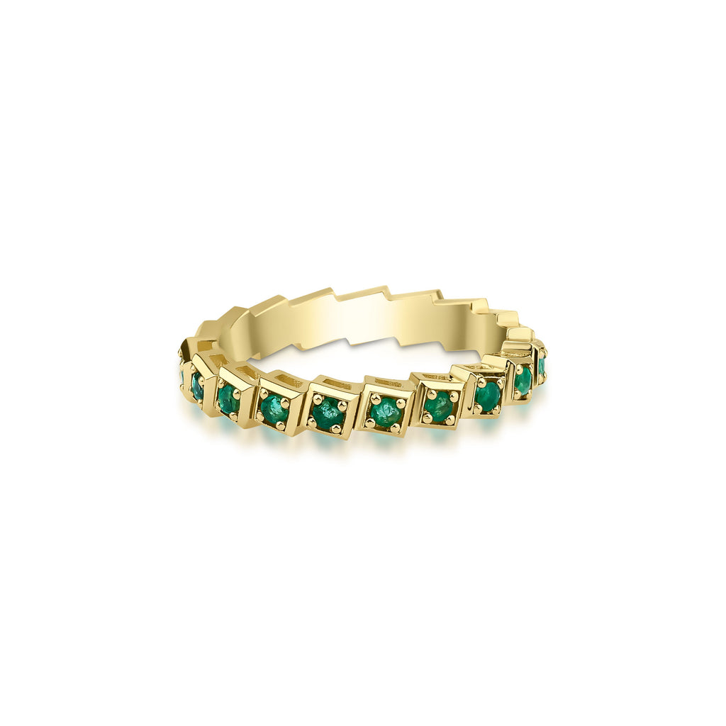 Rhea 18K Gold Ring w. Emeralds