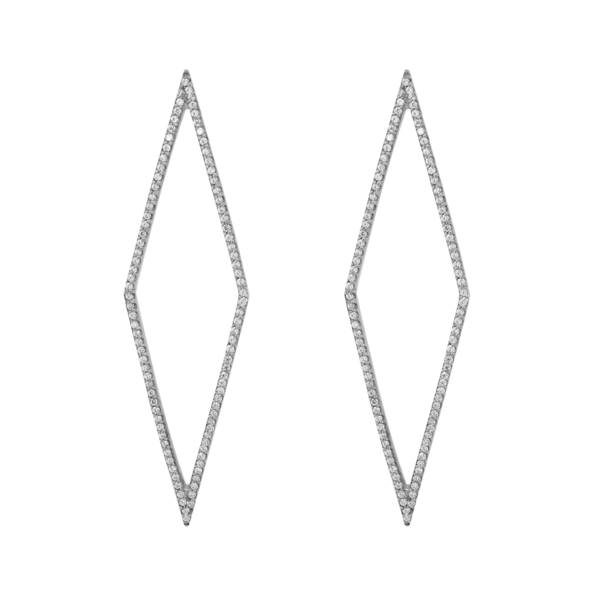 Rhomb Black Ruthenium an silbernen Ohrringen w. Zirkonia