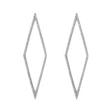 Rhomb Black Ruthenium on Silver Earrings w. Zirconia