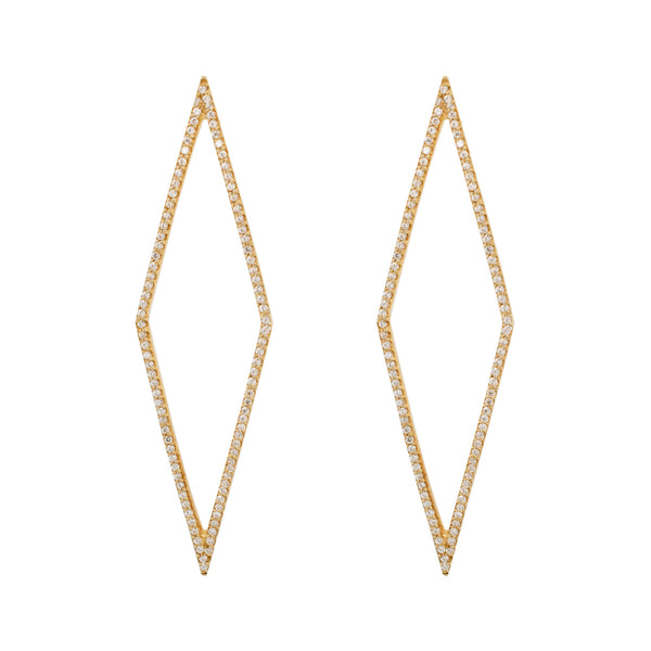 Rhomb Gold Vermeil Earrings w. Zirconia