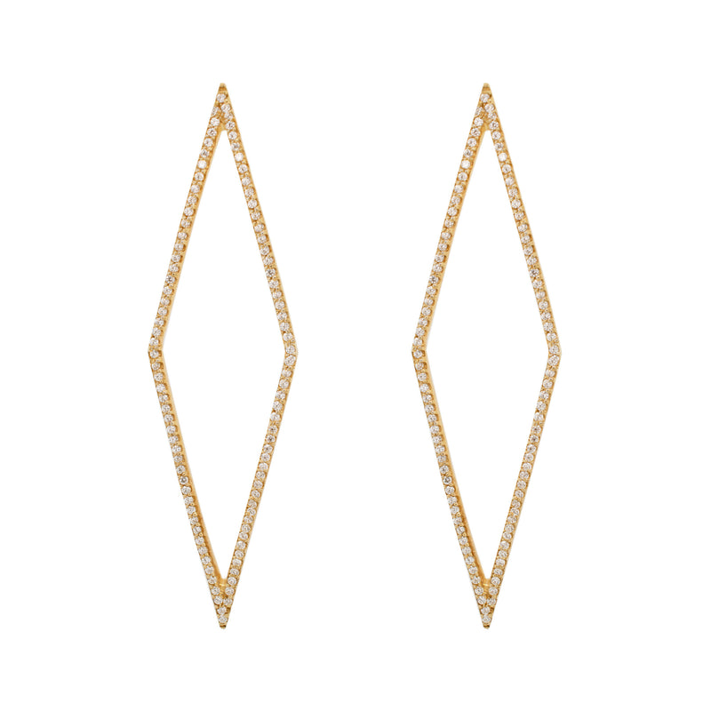 Rhomb Gold Vermeil Earrings w. Zirconia