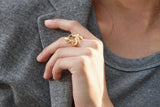 Snakes Medusa 18K Gold Ring w. Diamonds