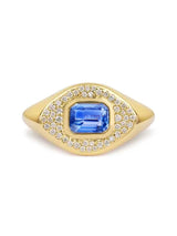 Blue Sapphire & Diamond 14K Gold Signet Ring